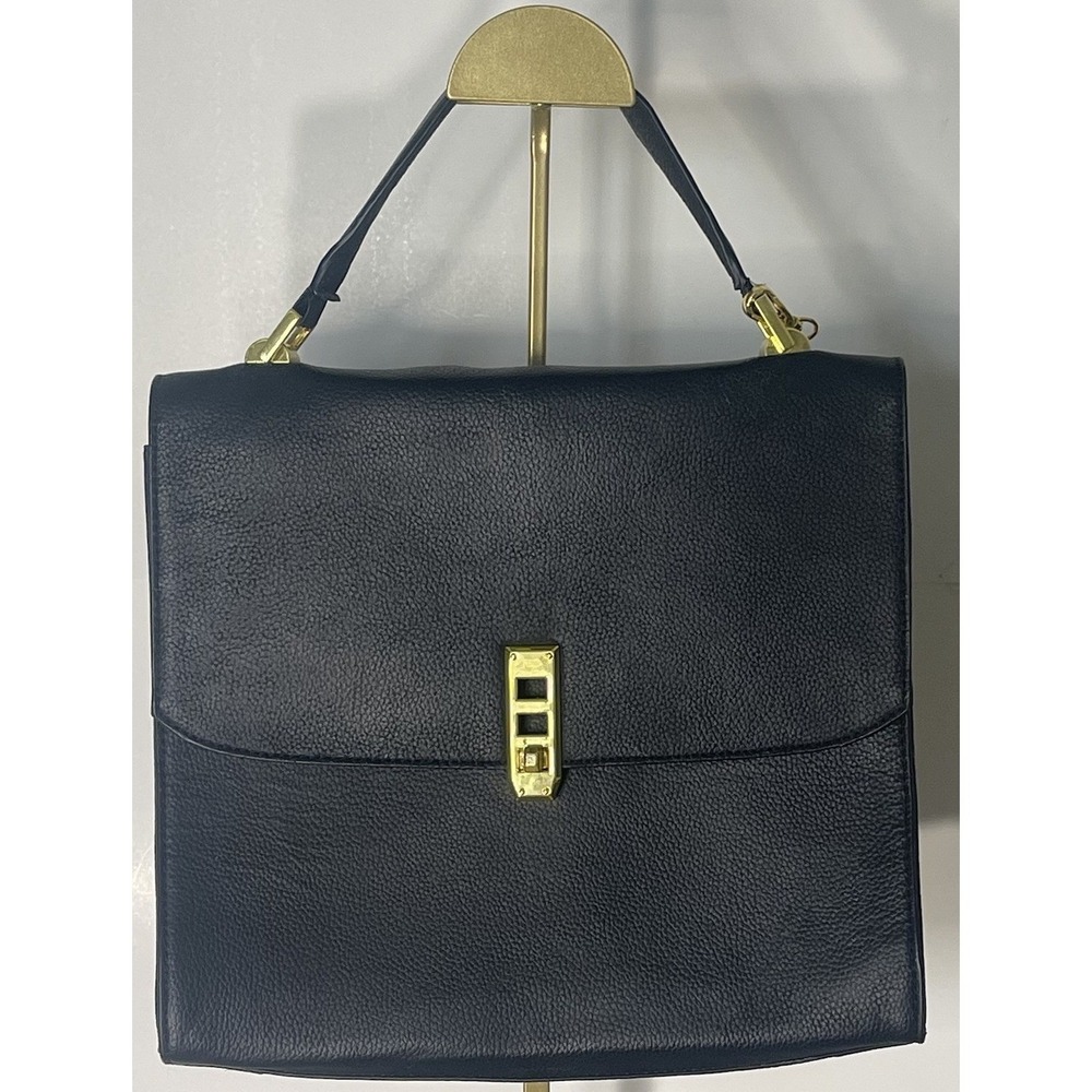 Black Genuine Leather‎ Satchel Shoulder Bag Womens Classic Multi Pocket Purse